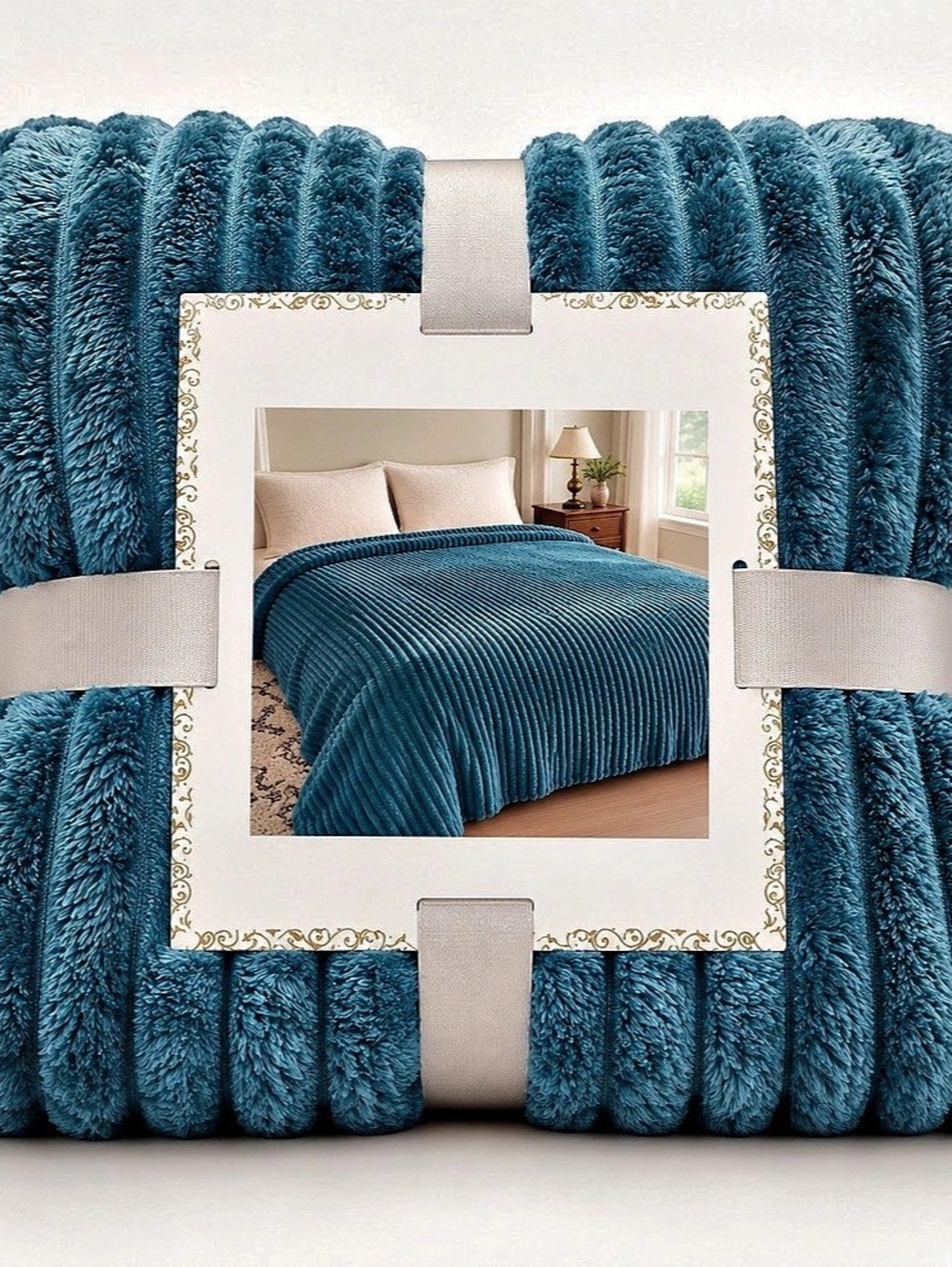 Blue Plush Blanket Throw New